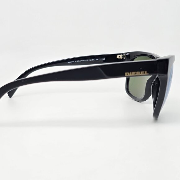 Diesel DL0100 Col.01Q Shiny Black Frame Green Mirror Lens Sunglasses Italy 58mm - Picture 5 of 12